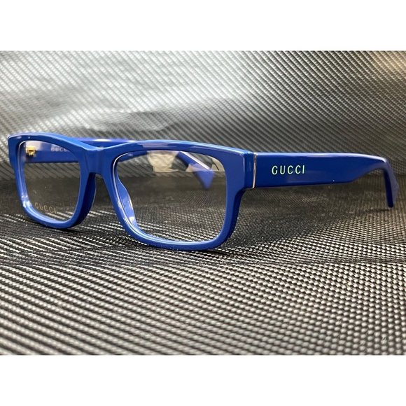Gucci Blue Rectangle Mens Eyeglasses - Picture 1 of 4